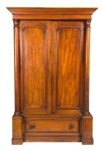 An Australian cedar two door wardrobe with turned columns, circa 1860's220cm high, 136cm wide, 65cm deep 