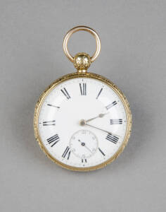 18ct Gold cased English fusee pocket watch with key