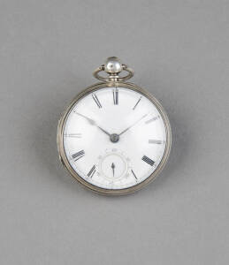 FUSEE pocket watch in sterling silver case made by Griffith Davies of Dolgelley. With key, working order.