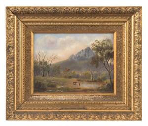 J.R NORTON (Working 1890s-30s): "Ben Lomond Tasmaina", oil on board, signed lower left, dated 1897. 22 x 29.5cm