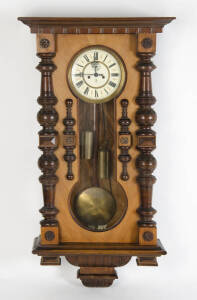 GUSTAV & BECKER PENDULUM WALL CLOCK, c1920, a fine example of one of the finest timepieces of it's era. Quite large at 104x54x21cm it is complete and original with pendulum and weights intact. Beautiful face. Must view.