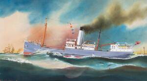 ARTHUR VICTOR GREGORY (1867-1957): The S.S. Marrawah, In The Rip, watercolour and gouache, signed lower left, 29 x 52cm.   