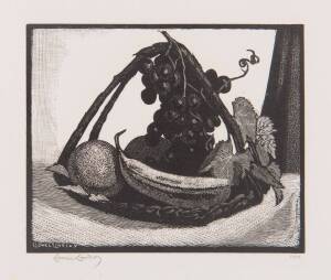 LIONEL ARTHUR LINDSAY [1874-1961]: The Fruit Basket, woodblock ed. 100, signed and editioned to margin, 10.5 x 12.5 cm