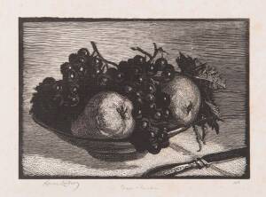 LIONEL ARTHUR LINDSAY [1874-1961]: Pears and Grapes, woodblock ed. 100, signed, titled and editioned to margin, 10 x 14 cm