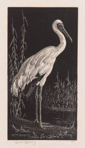 LIONEL ARTHUR LINDSAY [1874-1961]: The Crane, woodblock ed. 100, signed and editioned to margin, 14.5 x 7.5 cm