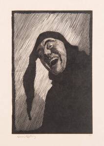 LIONEL ARTHUR LINDSAY [1874-1961]: The Jester (the artist), woodblock ed. 100, signed and editioned to margin, 14.5 x 9.5 cm