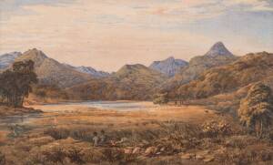 ROBERT HODDLE [1794-1881]: Landscape, Southern New South Wales (possibly Jamberoo looking towards Minnamurra Rainforest), watercolour on paper. 27 x 44.5cm.Robert Hoddle was a surveyor of the Port Phillip District in the 1830s, and the creator of the Hodd