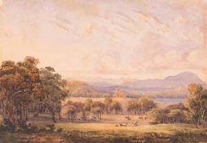 SAMUEL AUGUSTUS PERRY (1791 - 1854) St. Thomas Church, Port Macquarie, circa 1831, unsigned, watercolour on paper, 13 x 18cmNote: Samuel Perry's Journal for Sunday December 19 states: "Went to Church, which is large enough to hold five times te present co