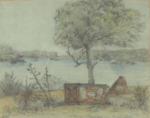 HENRY AMBROSE SCRIVENER [1842-1906]: Sydney Harbour from Garden Isle, watercolour and pencil, 22.5 x 28.5 cm.  