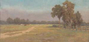 AUSTRALIAN SCHOOL: Country Scene, oil on canvas, 29 x 59 cm