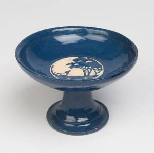 Marguerite Mahood (1901-1989) A wheel thrown blue glazed earthenware comport