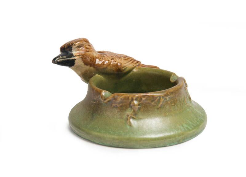 Remued Pottery A rare glazed earthenware kookaburra ashtray