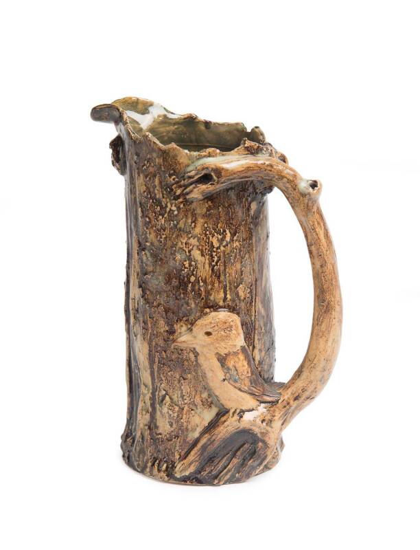 William Ricketts (1898-1993) A glazed earthenware jug with a moulded kookaburra, 1937