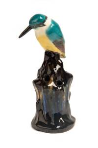 Grace Seccombe (1880-1956) A glazed earthenware figure of an open beak kingfisher