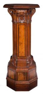 A substantial carved blackwood and walnut pedestal, 19th century123cm high
