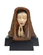 Marguerite Mahood (1901-1989) A hand moulded plaster and ceramic glazed sculpture of a Madonna