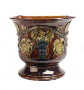 Bendigo Pottery A glazed earthenware leaf decorated wall jardinere