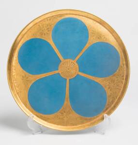 Florence Royce (working circa 1910-1940) A gold and turquoise porcelain platter