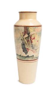 Premier Pottery Preston A glazed earthenware vase decorated with a sailing ship