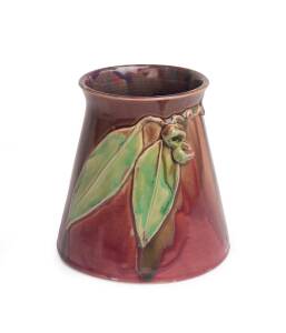 Remued Pottery A glazed gumnut and gum leaf vase