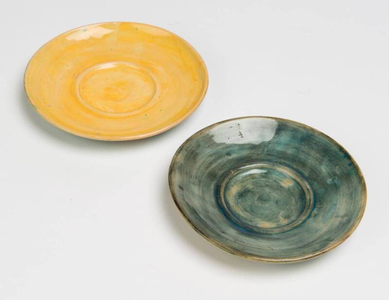 Arthur Merric Bloomfield Boyd (1920-1999) Two saucer dishes, one blue and one yellow