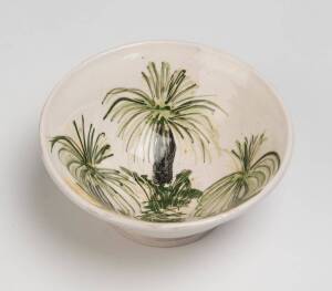 Arthur Merric Boyd (1920-1999) A wheel thrown glazed earthenware dish with underglaze decoration of grass trees