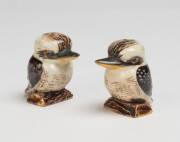 Grace Seccombe (1880-1956) A pair of glazed earthenware kookaburra salt and pepper shakers