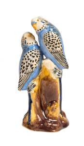 Grace Seccombe (1880-1956) A glazed earthenware figure of two blue budgerigars