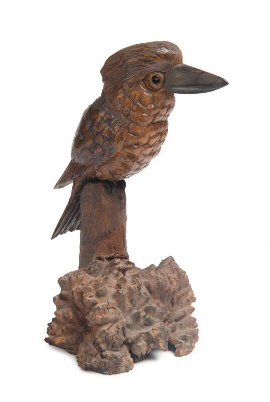 Rudolf Prenzel Carved Australian timber kookaburra 1957