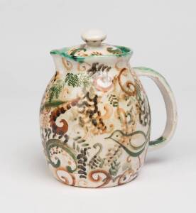 Neil Douglas (1911-2003) (decorator) Arthur Merric Boyd (1920-1999) (potter) A wheel thrown glazed earthenware jug, with underglaze decoration of a lyrebird in a landscape