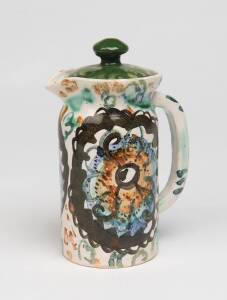 Arthur Merric Boyd (1920-1999) A wheel thrown glazed earthenware lidded jug with underglaze abstract decoration