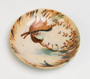 Neil Douglas (1911-2003) (decorator) and Arthur Merric Boyd (1920-1999) (potter) A wheel thrown glazed earthenware dish with underglaze decoration of a rooster