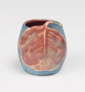 Philippa James (1893-1967) A miniature glazed earthenware vase decorated with gum leaf