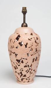 Klytie Pate (1912-2010) A glazed earthenware pierced lamp base decorated with flowers and leaves