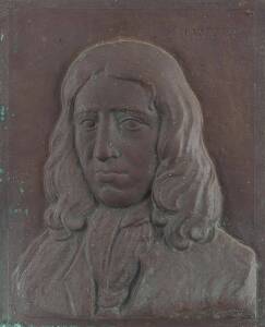 ARTHUR FLEISCHMANN [1896-1990]: William Dampier, bronze panel, signed and dated '1939' lower right. 39.5 x 32cm.Created for  the Bronze Doors on the Mitchell Wing of the State Library of New South Wales.