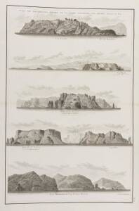 "Vues De Differentes Parties De La Terre D'Anthony Van Diemen" [together on one sheet] by d'Entrecasteaux [Paris, 1807], five larger views of the Tasmanian coastline, size 49x74cm.