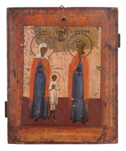 A Russian hand painted 19th Century icon. 26.5 x 21.5cmProvenance: The Dr. Steven Zador Collection.
