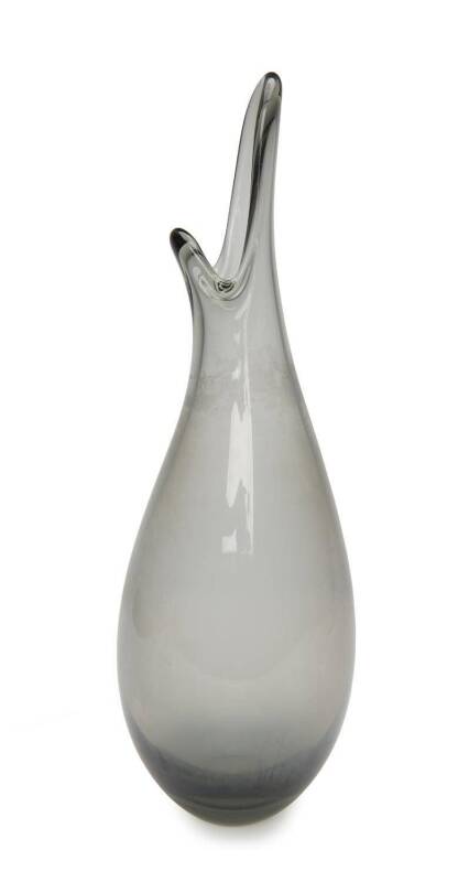 A Danish glass vase Holmegaard "Naebvase" (Beak vase) designed by Per Lutken, engraved "HOLMEGAARD, 54", circa 1954. 42cm