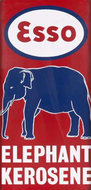 ESSO tin and enamel advertising sign "Elephant Kerosene". 60 x 29cm. 