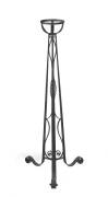 The "EIFFEL" electric standard lamp base designed by Harry Powell for Whitefriars, wrought iron, circa 1889. 132cm