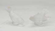 A pair of Lalique crystal birds, inscribed Lalique, France. The tallest 10cm