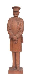 WILLIAM HOWITT, carved jarrah statue of Lord Kitchener, early 20th Century. Howitt worked and lived on the Hardey family property in Western Australia for 6 years completing a suite of impressively carved furniture, ornaments and panels.The Hardey family 