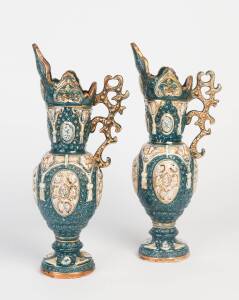 A pair of Capodimonte ceramic urns stamped Romano, late 19th Century. 48cm
