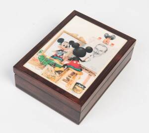 A Mickey Mouse and Walt Disney porcelain panel topped box. 17 x 13cm