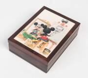 A Mickey Mouse and Walt Disney porcelain panel topped box. 17 x 13cm