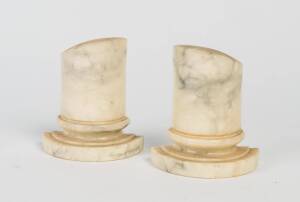 A pair of "ruined column" marble bookends. 14cm high