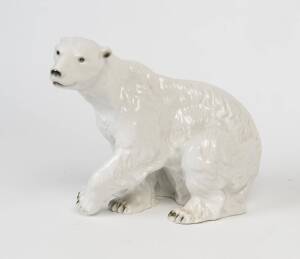 A large Royal Dux porcelain polar bear. 26 cm high