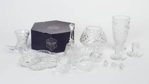 Waterford crystal butterfly & horse ornaments, Waterford crystal savory dish plus collection of assorted crystal vases, candlesticks, dishes etc. including Stuart crystal bowl. (13 items)