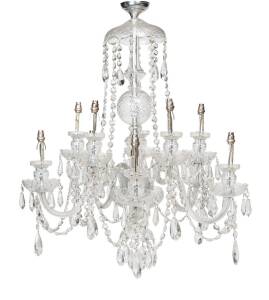 A large Waterford crystal and cut glass button swag chandelier, 20th Century. 92cm  