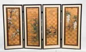 A pair of Japanese four panelled table screens, 20th Century. 106 x 62.5cm each